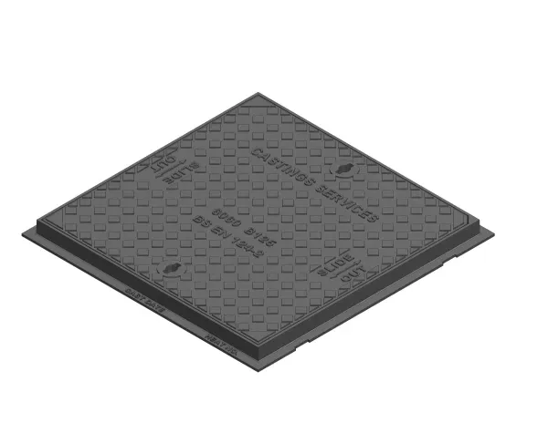 B125 Ductile Iron Cover and Frame 600 x 450 Rectangle 40mm Deep