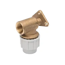 MDPE Water Compression Wall Plate Elbow Brass