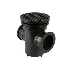 110mm Round Back Inlet Roddable Bottle Gully 90° Outlet with Grid