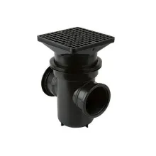 110mm Square Back Inlet Roddable Bottle Gully 90° Outlet with Grid